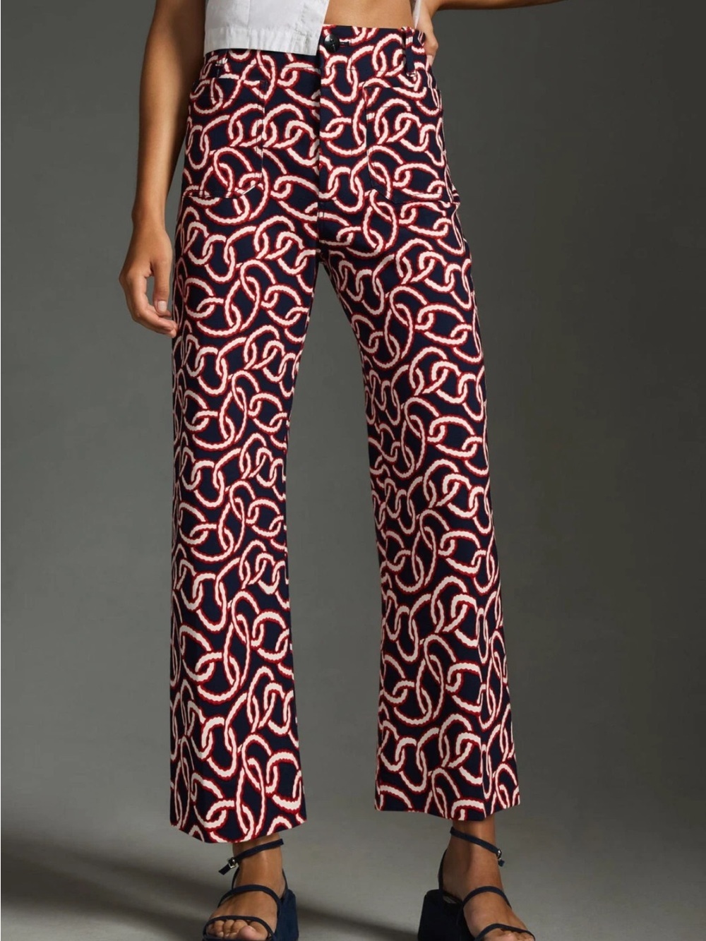 Maeve Anthropologie The Colette Floral Jacquard Wide Leg Pants 26 - Picture 3 of 8